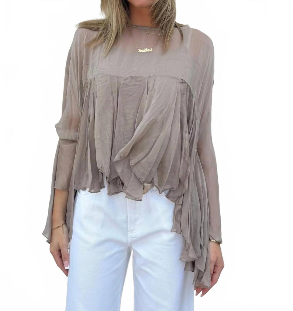 NEW SCANDAL ITALY rosalina ruffle top in taupe